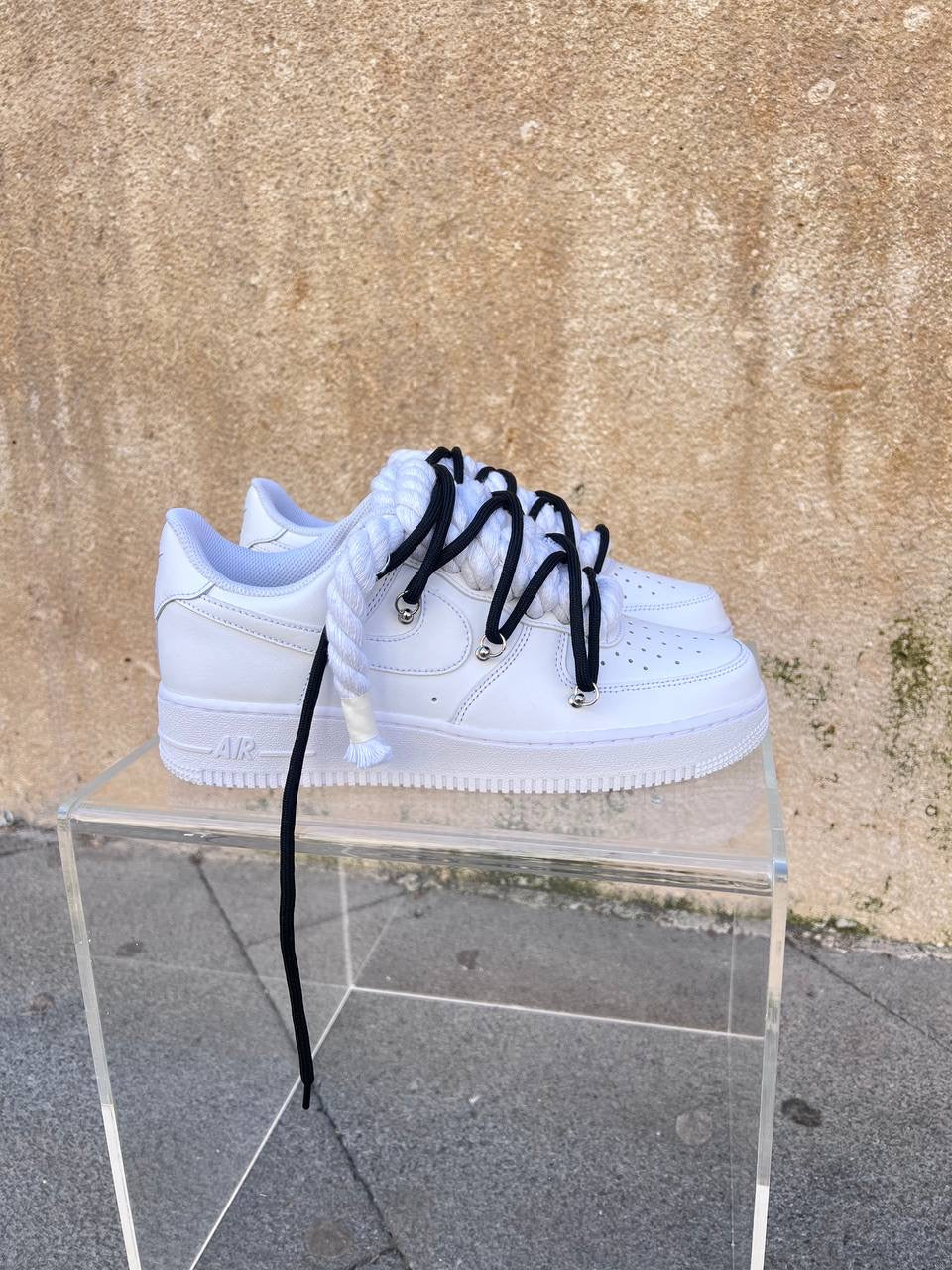 Air Force 1 Rope Laces Corda Bianca Laccio Nero