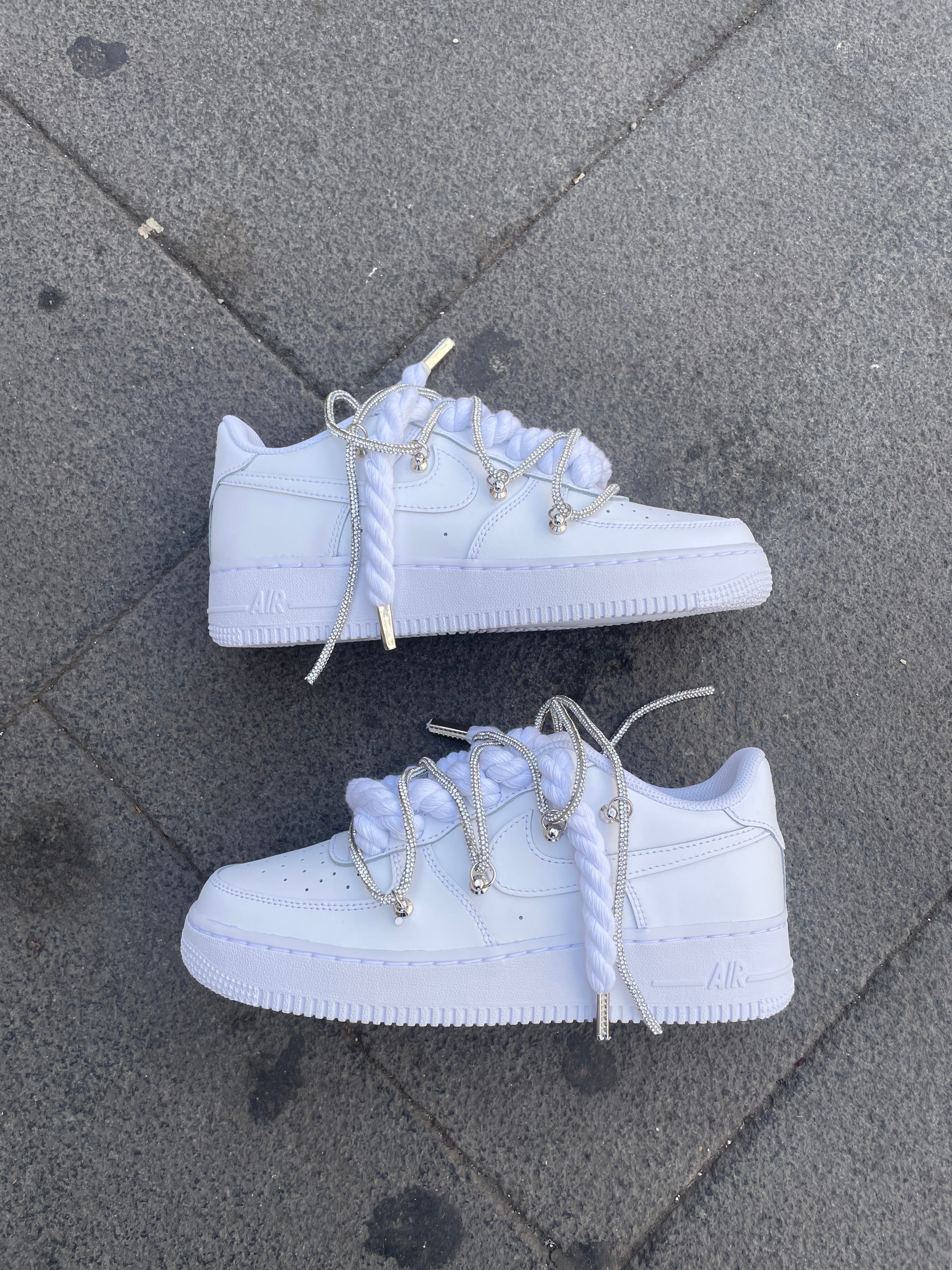 Air Force 1 Rope Laces Corda Bianca Laccio Argento