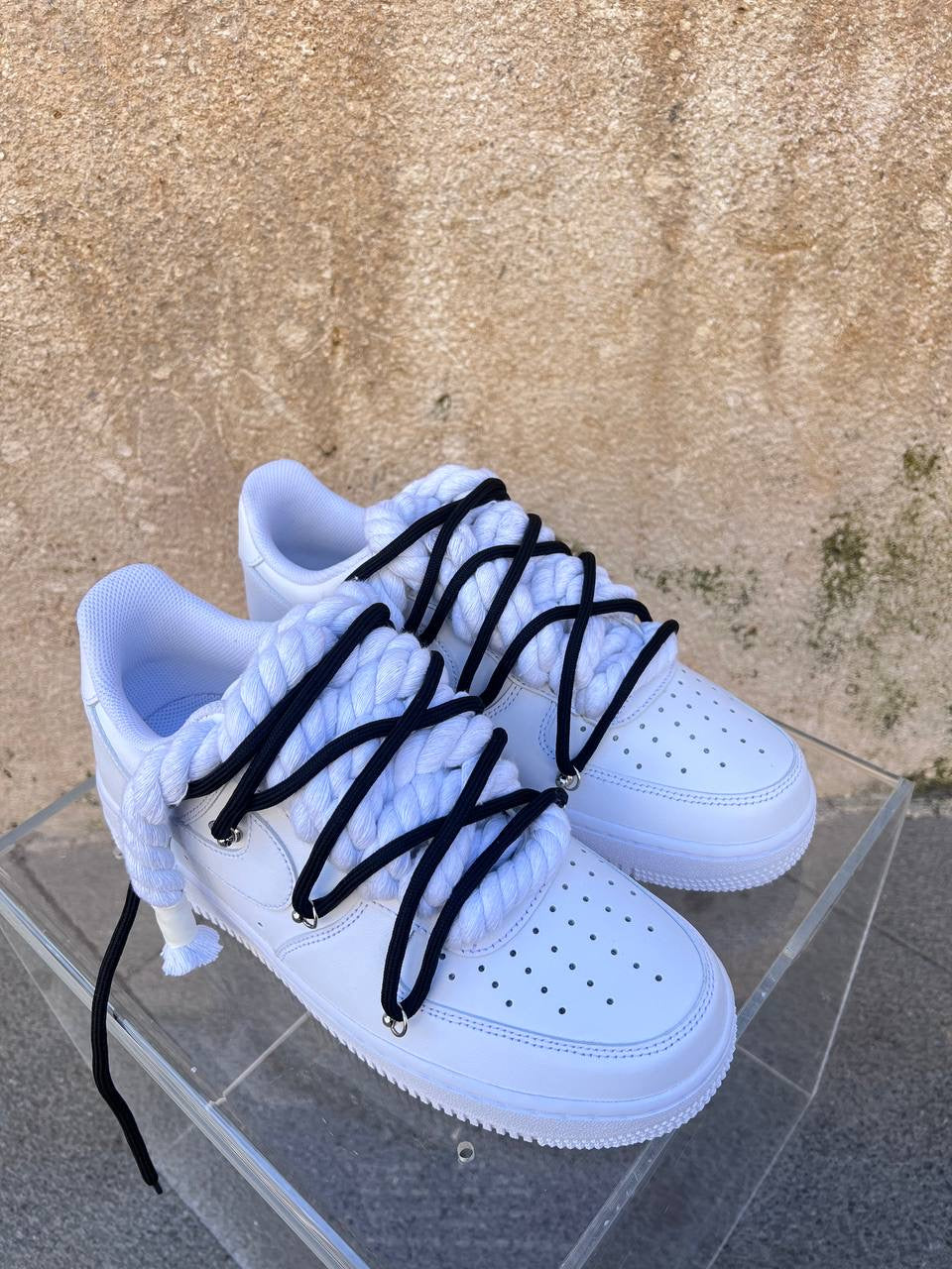 Air Force 1 Rope Laces Corda Bianca Laccio Nero