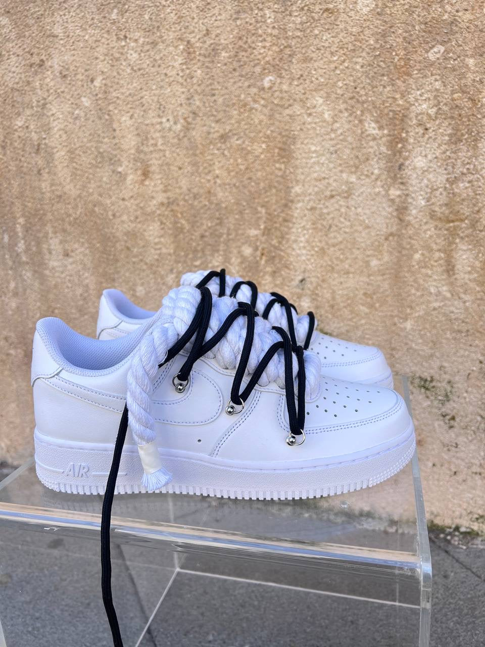 Air Force 1 Rope Laces Corda Bianca Laccio Nero