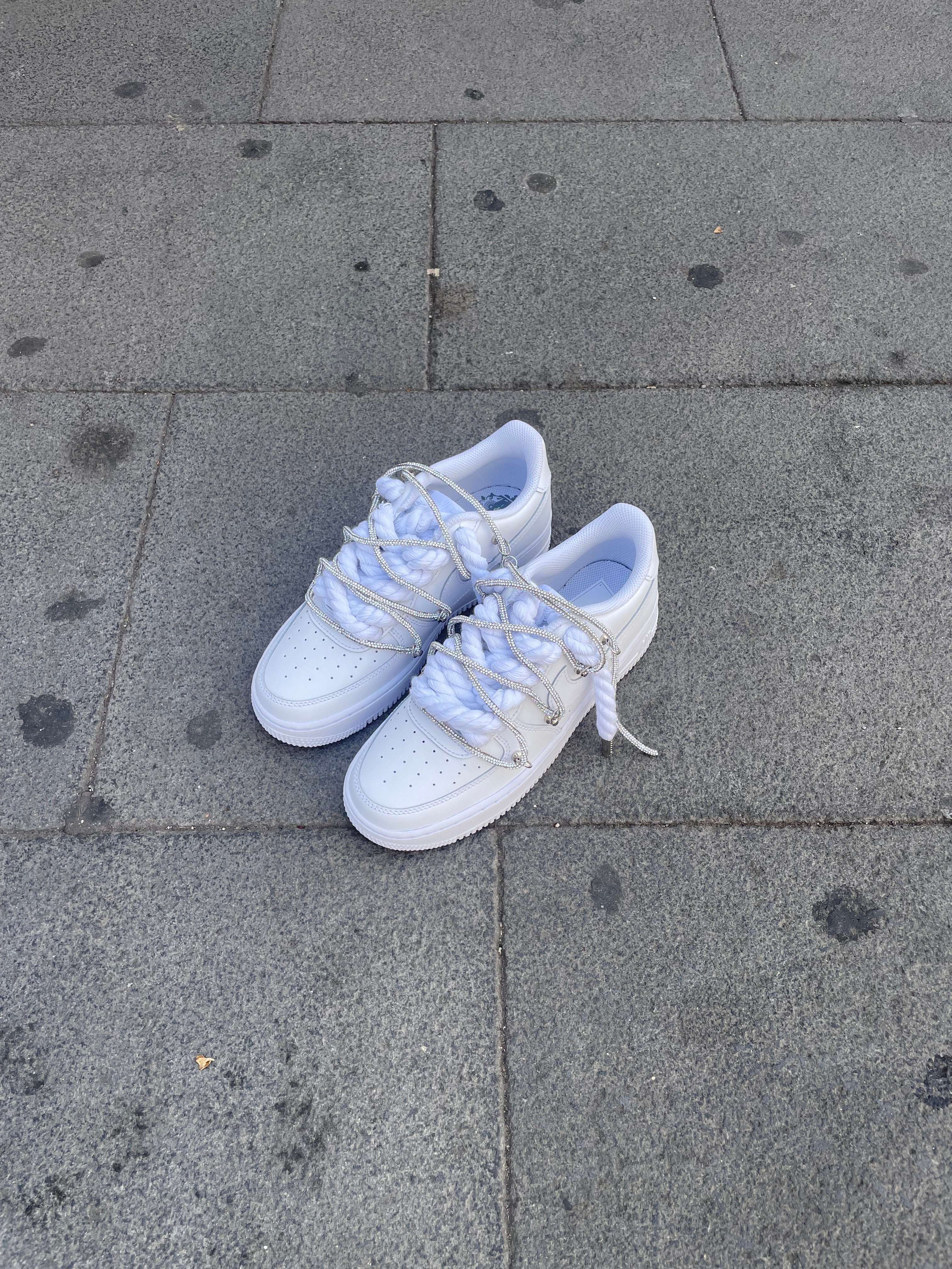 Air Force 1 Rope Laces Corda Bianca Laccio Argento