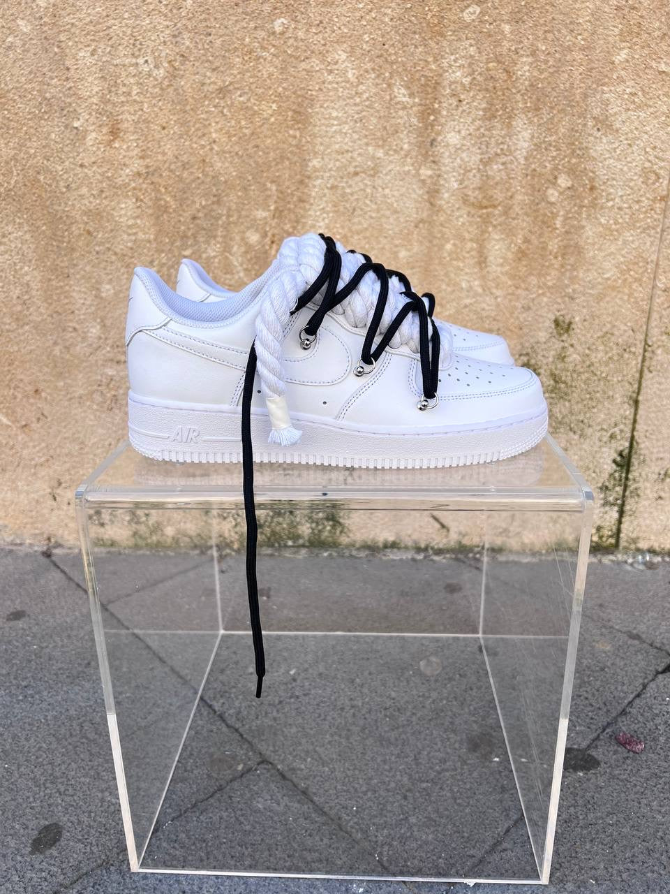 Air Force 1 Rope Laces Corda Bianca Laccio Nero