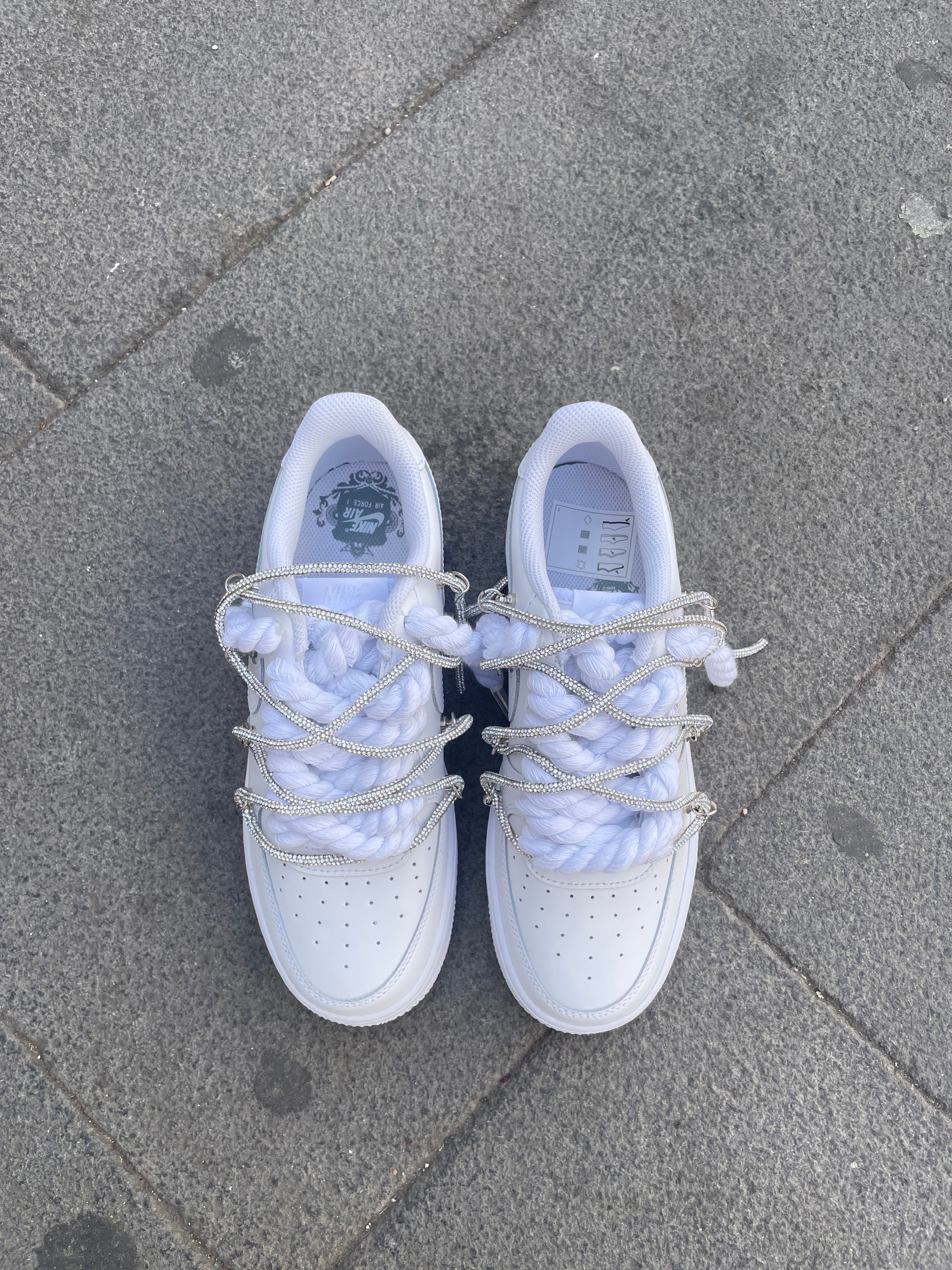 Air Force 1 Rope Laces Corda Bianca Laccio Argento
