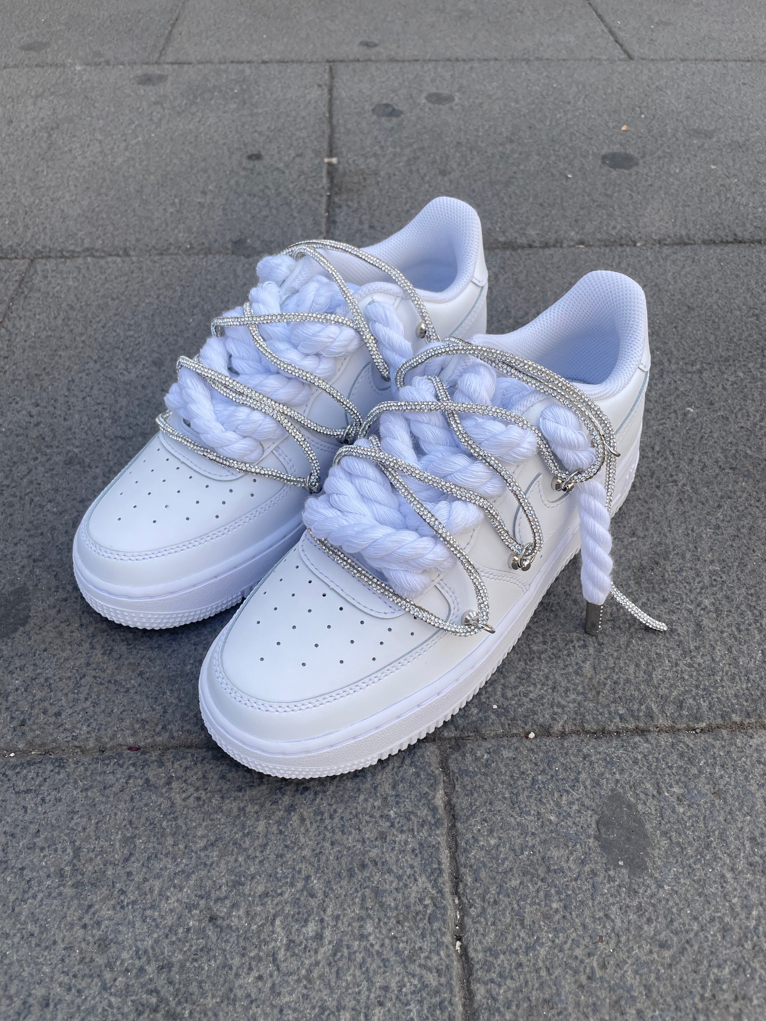 Air Force 1 Rope Laces Corda Bianca Laccio Argento