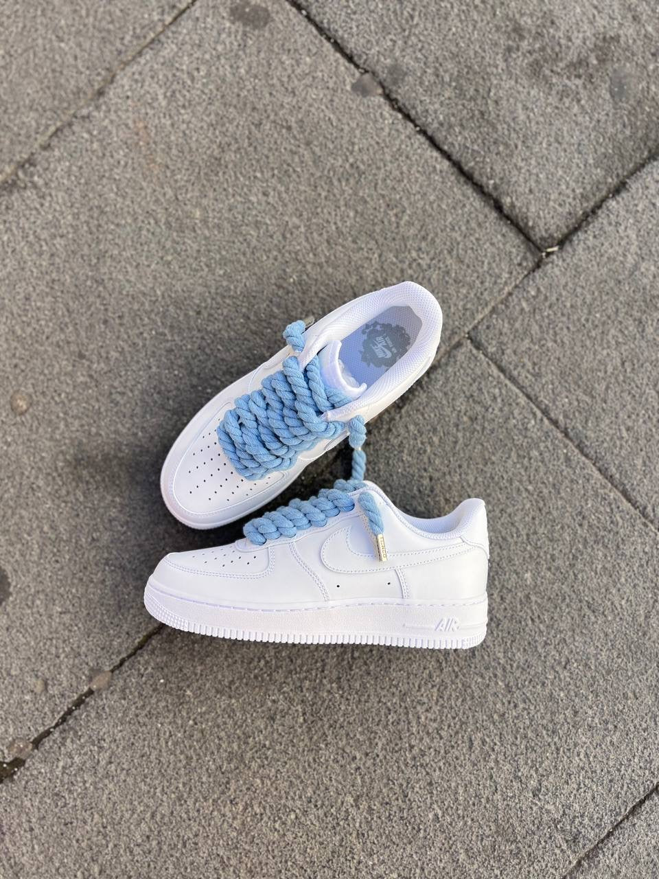 Air Force 1 White Rope Laces Azzurro