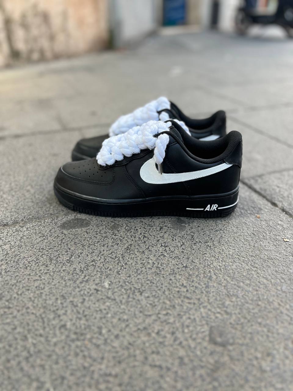 Air Force 1 Black Rope Laces White