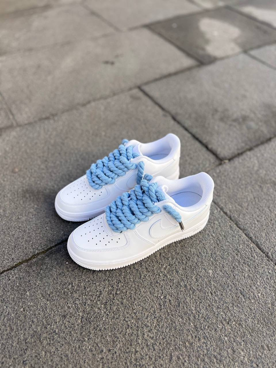 Air Force 1 White Rope Laces Azzurro