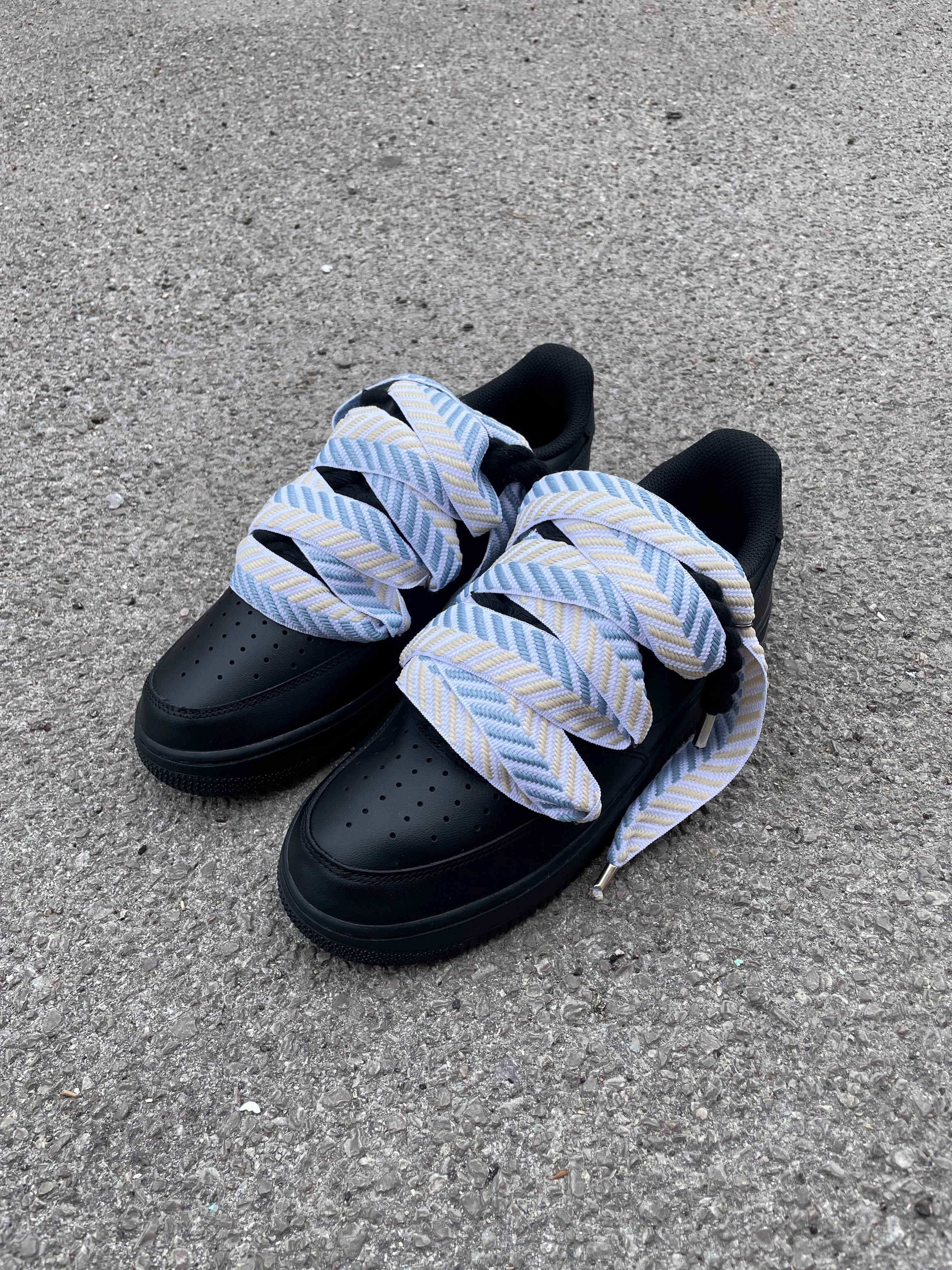 Air Force 1 Black “Rope Laces Lanvin Light Blue/Yellow”