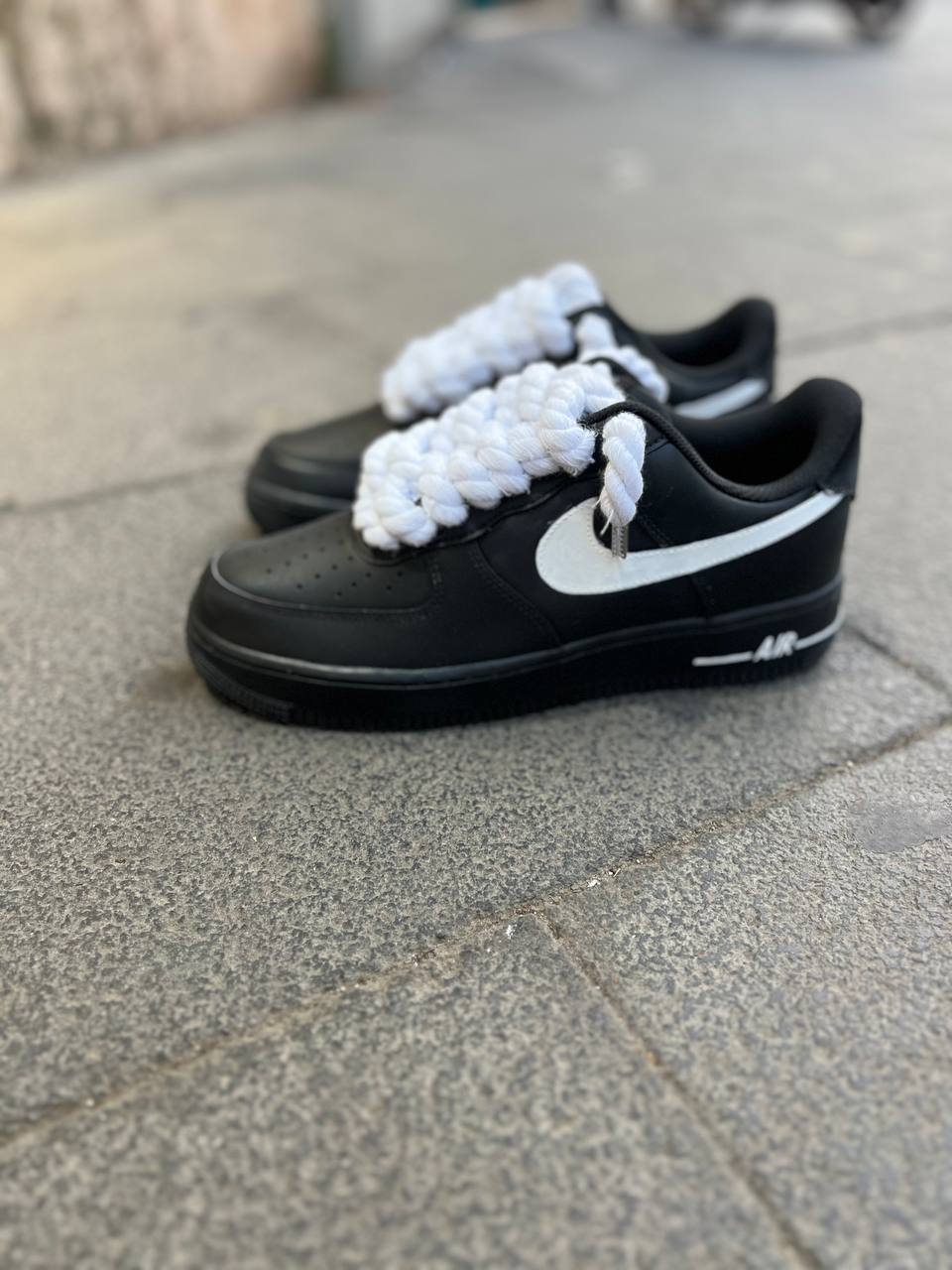 Air Force 1 Black Rope Laces White