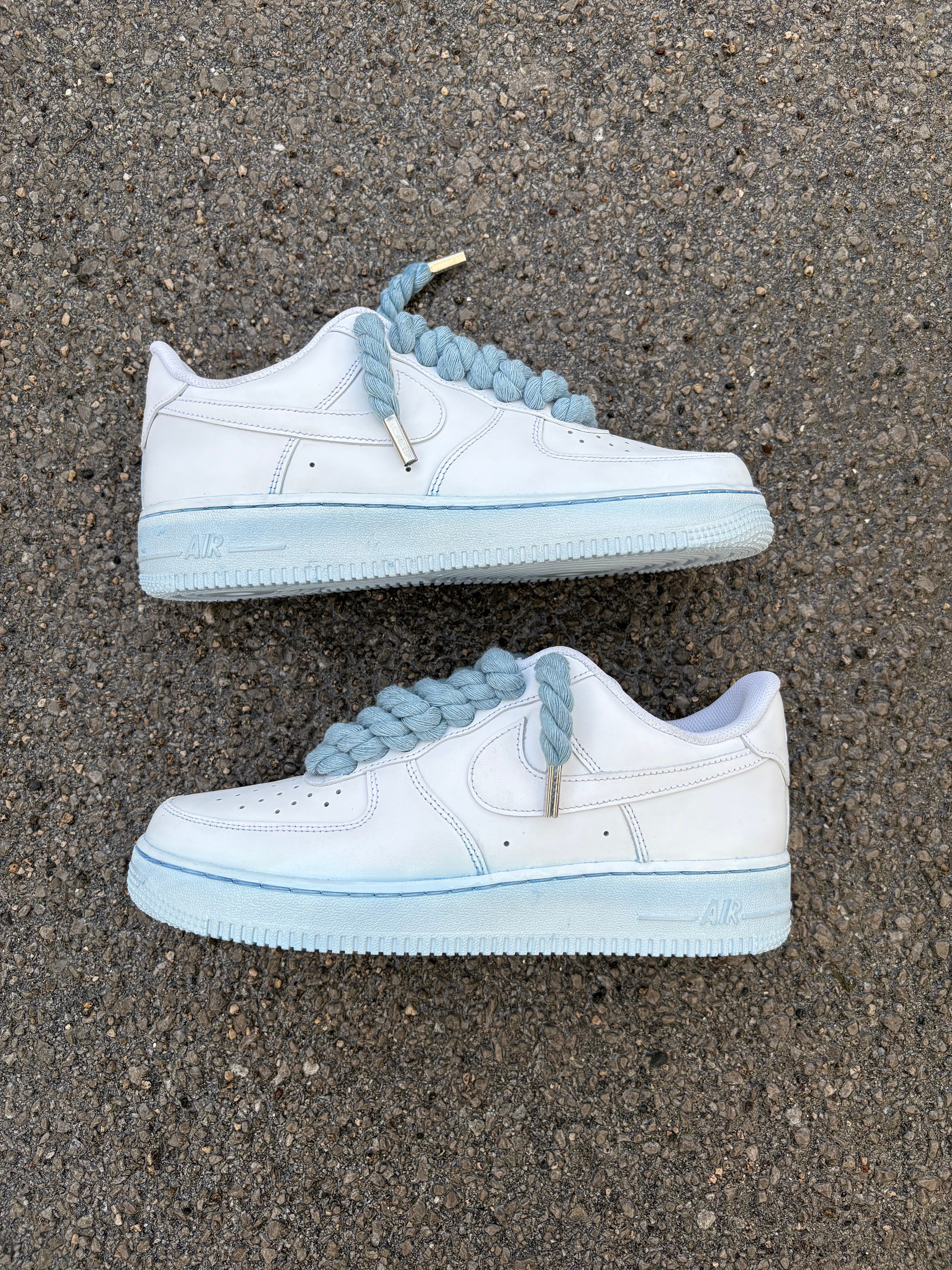 Air Force 1 White Rope Laces Suola azzurra Corda Azzurra