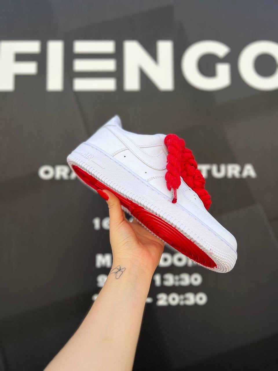 Air Force 1 Rope Laces Red Suola Rossa