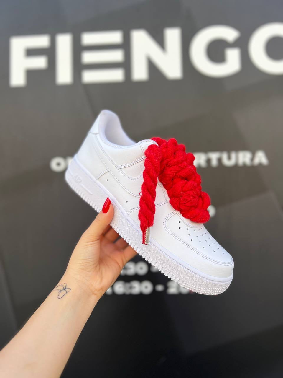 Air Force 1 Rope Laces Red Suola Rossa