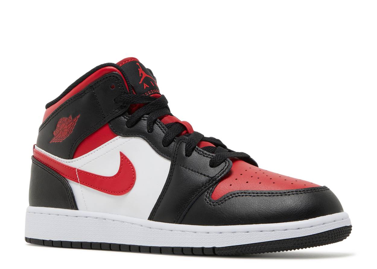 Air Jordan 1 Mid GS Black Fire Red